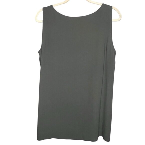 Eileen Fisher 100% Silk Sleeveless Tank Top Size‎ Medium Green Grey Office Light - Picture 5 of 5
